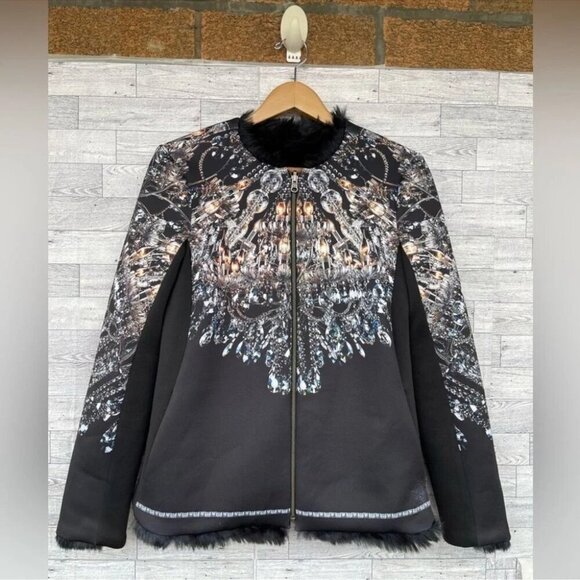 Clover Canyon Chandelier Print Blazer Jacket reversible faux fur medium - Picture 1 of 16